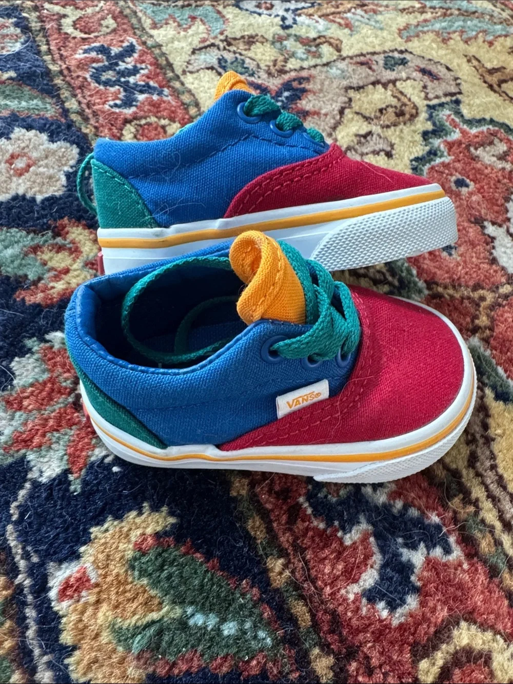 Vans Kids Colorblock Canvas Sneakers in Red, Blue, Orange & Green